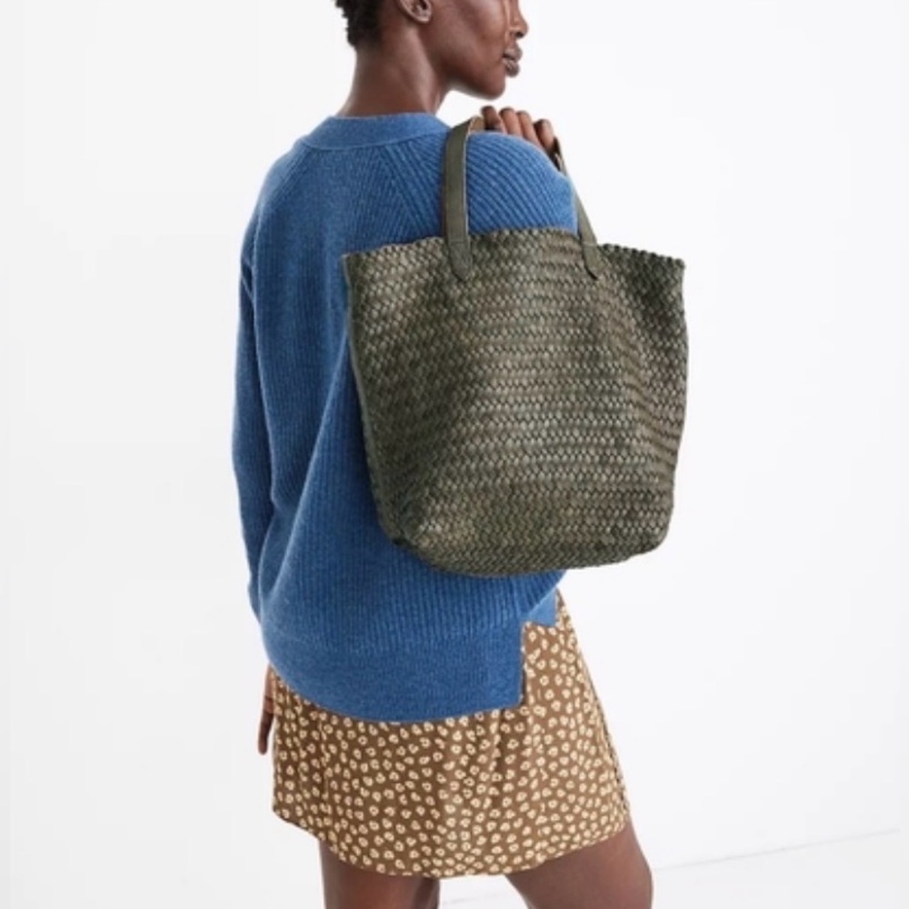 Madewell The Medium Transport Green Woven Shoulder Bag